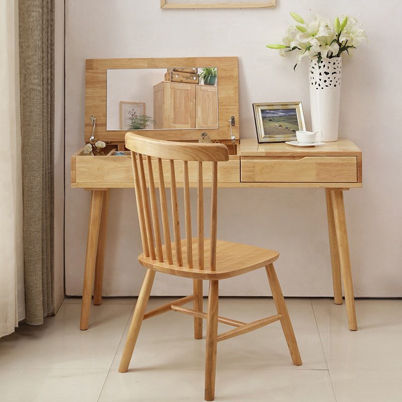 17.71" Wide Vanity Table with 2 Storage Drawer Wooden Flip-Top Makeup Table