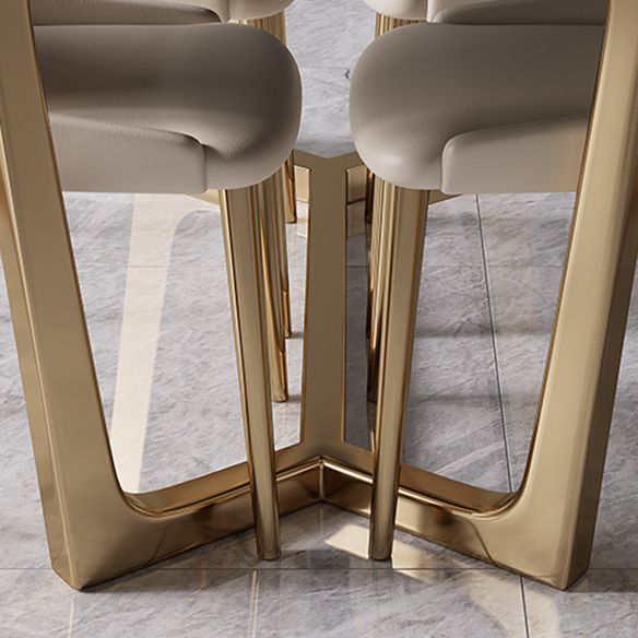 Modern Rectangle Shape Kitchen Dining Set Extendable Sintered Stone Top Dining Set with Trestle Base