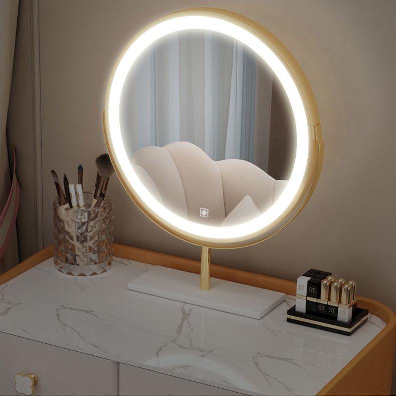 Solid Wood Makeup Vanity Desk Lighted Mirror Makeup Vanity Set with Drawer