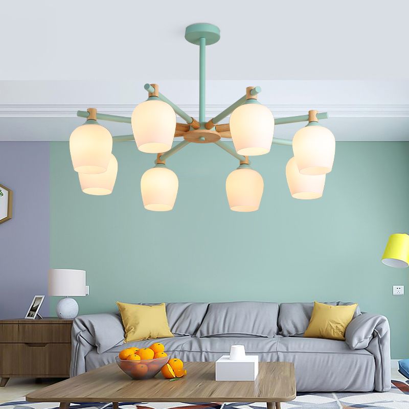 Modern Can Shape Branch Hanging Light Glass Multi Light Chandelier for Bedroom