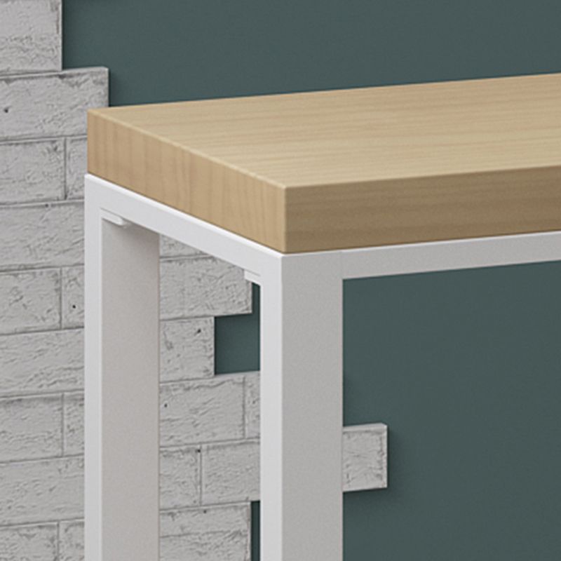 Rectangular Bar Height Table White Legs and Metal Base Bar Table for Patio Use