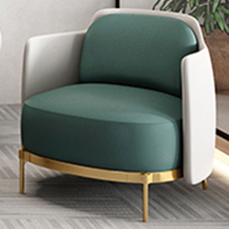 Contemporary Faux Leather Curved Sofa with Slopped Arm for Living Room