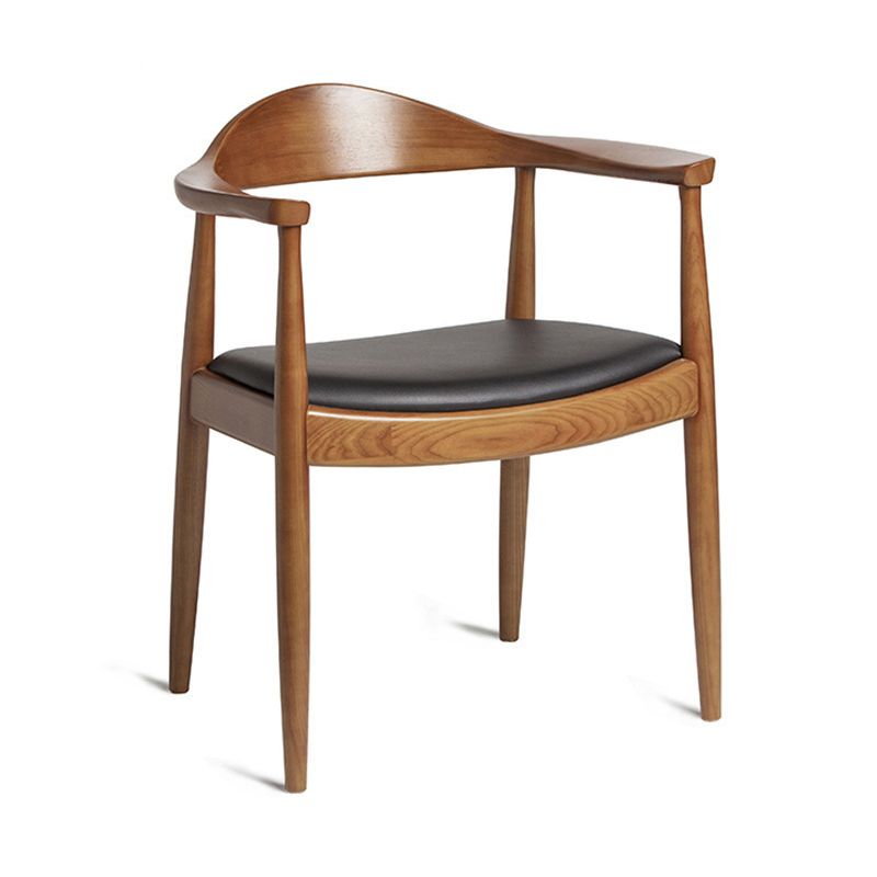 Silla lateral interior escandinava tapizada Silla de comedor de madera con respaldo abierto