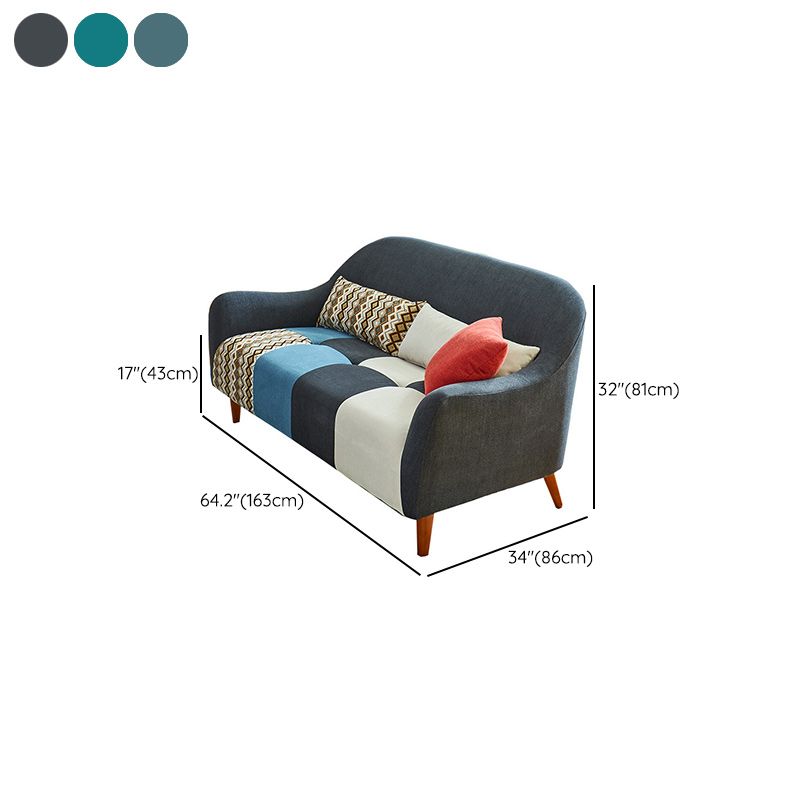 Contemporary Cotton Blend Loveseat with Flared Arm and 2 Pillows
