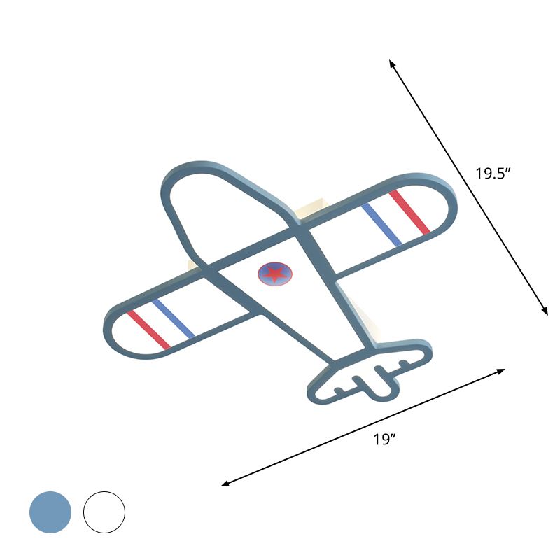 Plane Shaped Flushmount Light Cartoon Acrylic LED Bedroom Flush Mounted Lamp in White/Blue