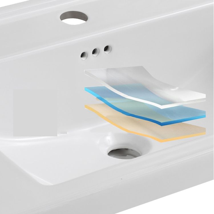 Modern Bathroom Sink Porcelain Rectangular Drop-in Bathroom Sink with Pop-Up Drain