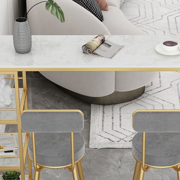 Modern 1/3 Pieces Bar Table Set Stone Counter Table with Backrest Stools