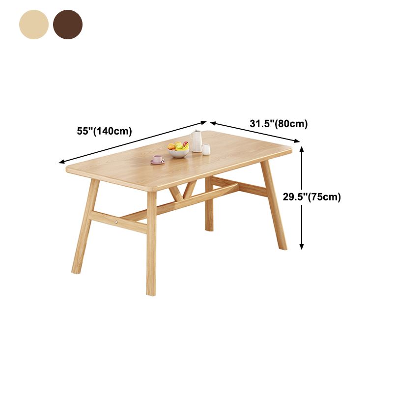 Rectangle Dining Table Trestle Base Dining Table in Walnut and Natural