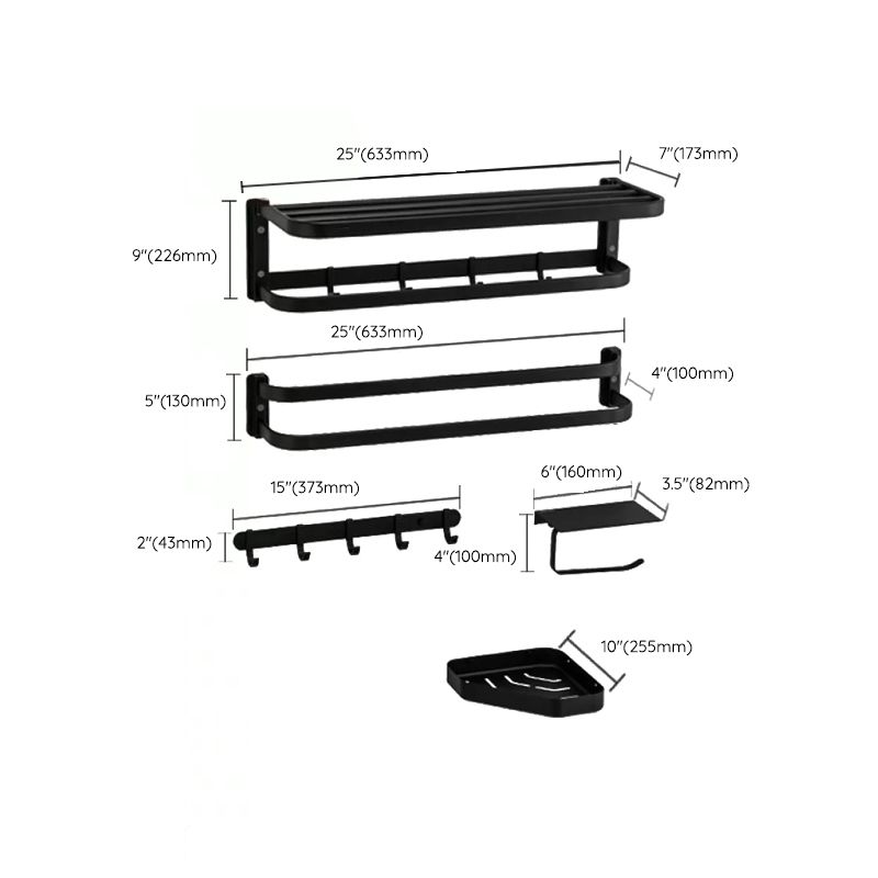Modern Black Bathroom Accessory Kit Towel Bar Bath Shelf Bath Hardware Set