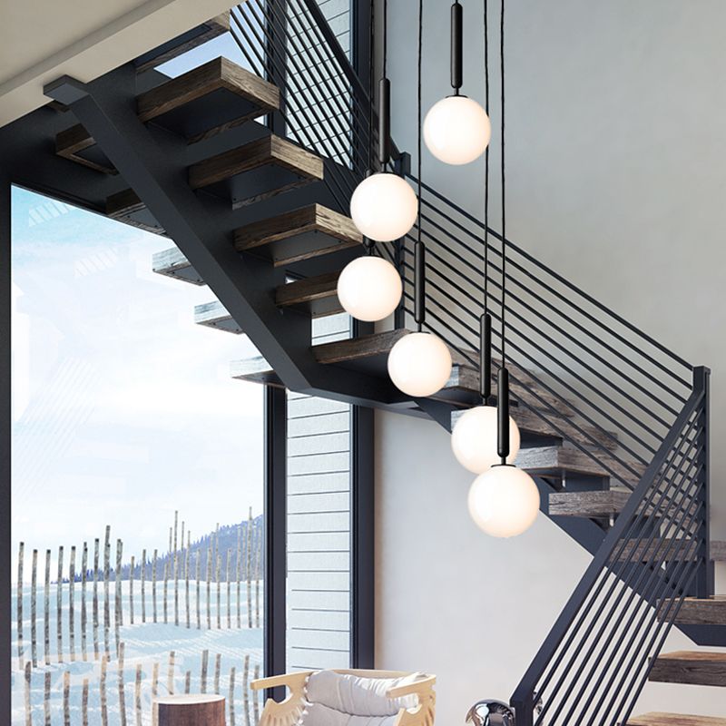 1 Light Spherical Hanging Pendant Modern Style Glass Hanging Lighting for Bedroom