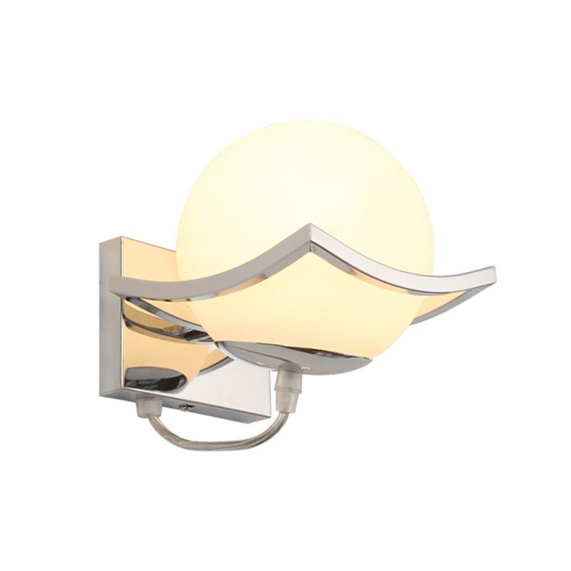 Modern Contracted Ball 1 Head Glass Material Milky White Wall Lamp