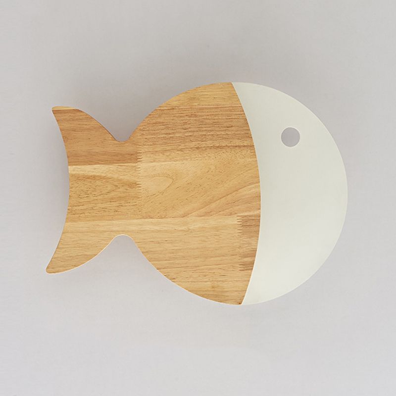 1 application de mur de poisson clair éclairage mural en bois de style moderne pour chambre à coucher