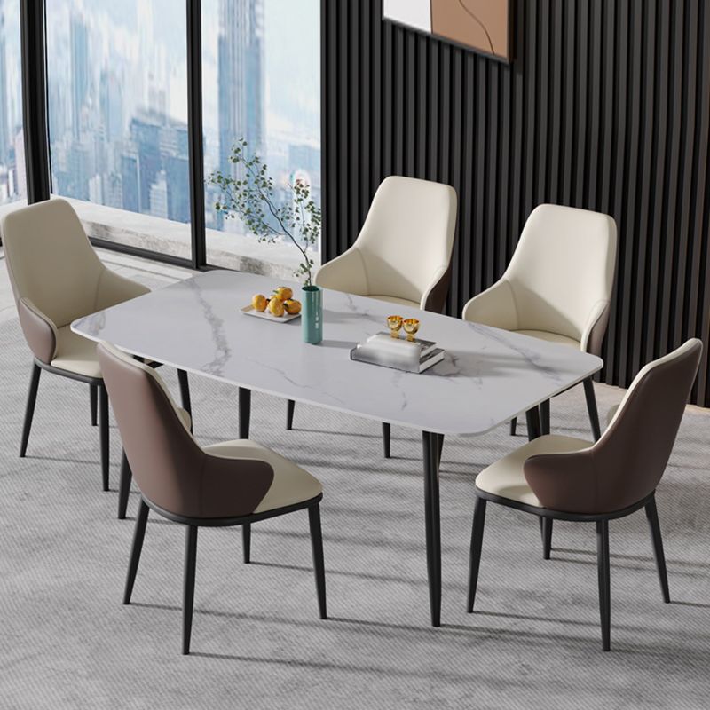 Sillas de comedor con respaldo sólido y brazo de diseño industrial, sillas de comedor de cuero para cocina