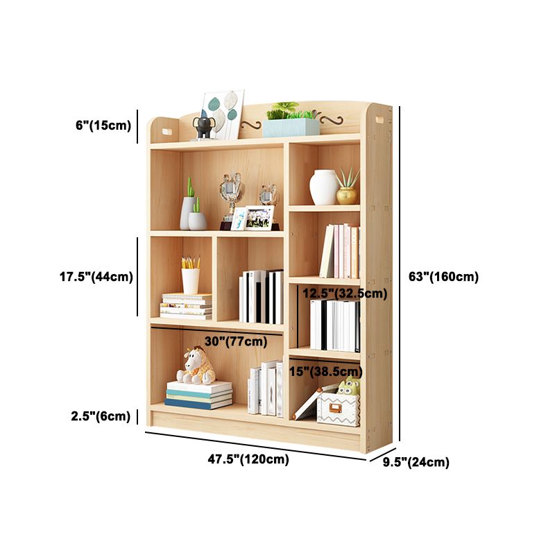 Scandinavian Natural Standard Bookshelf Pine Wood Vertical Bookcase