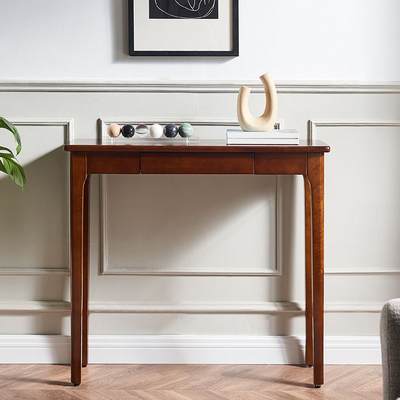 Rectangle 4 Legs Single Drawer Wood Console Table with Storage