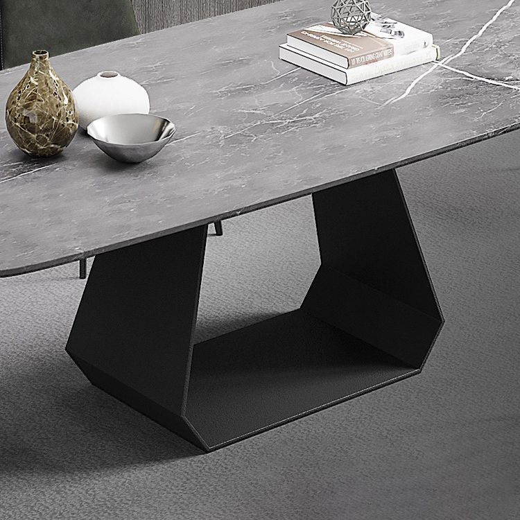 Rectangular Sintered Stone Dining Table Modern Dining Table with Metal Base