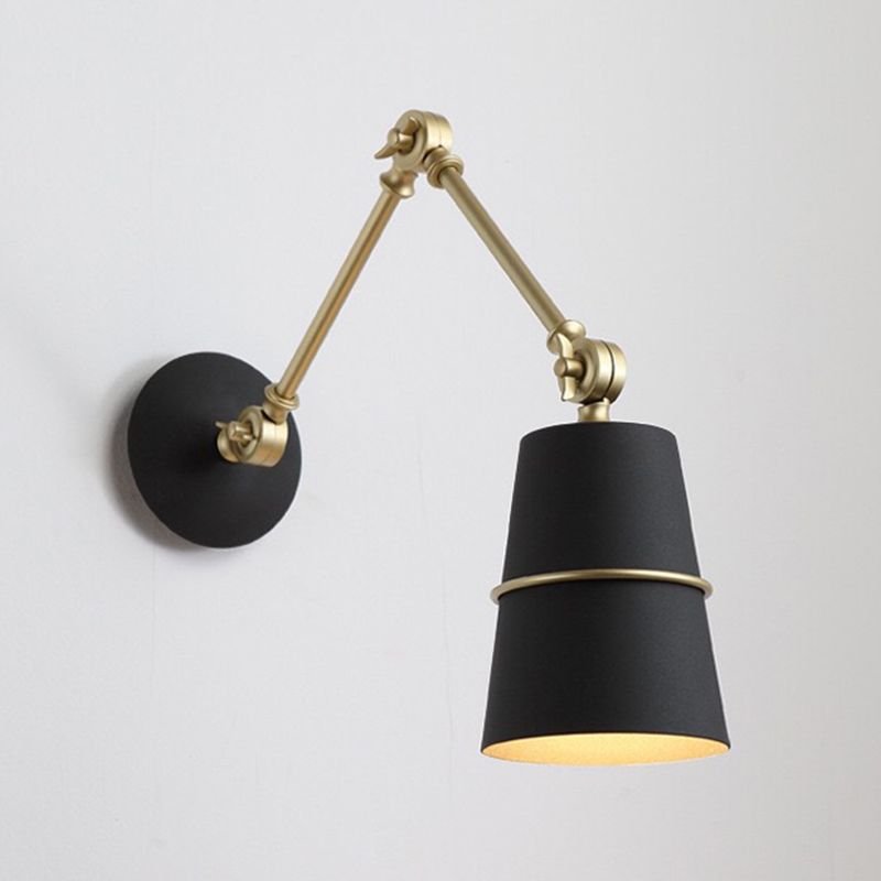 Nordic Metal Wall Light Bucket Shape Adjustable Wall Sconce for Living Room