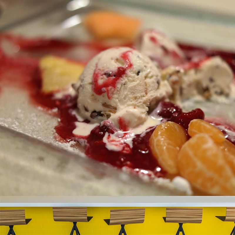 Dessert Shop Wall Mural Decor with Ice Cream Painting Eco-friendly Wallpaper