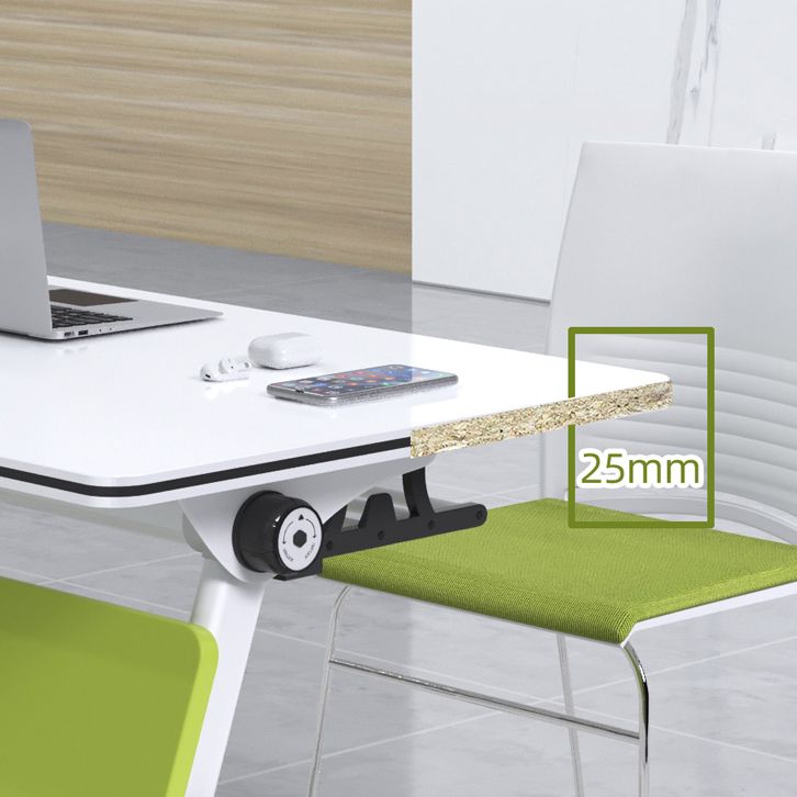 Modern Folding Office Desk with Wheels Manufactured Wood Top Rectangular Desk