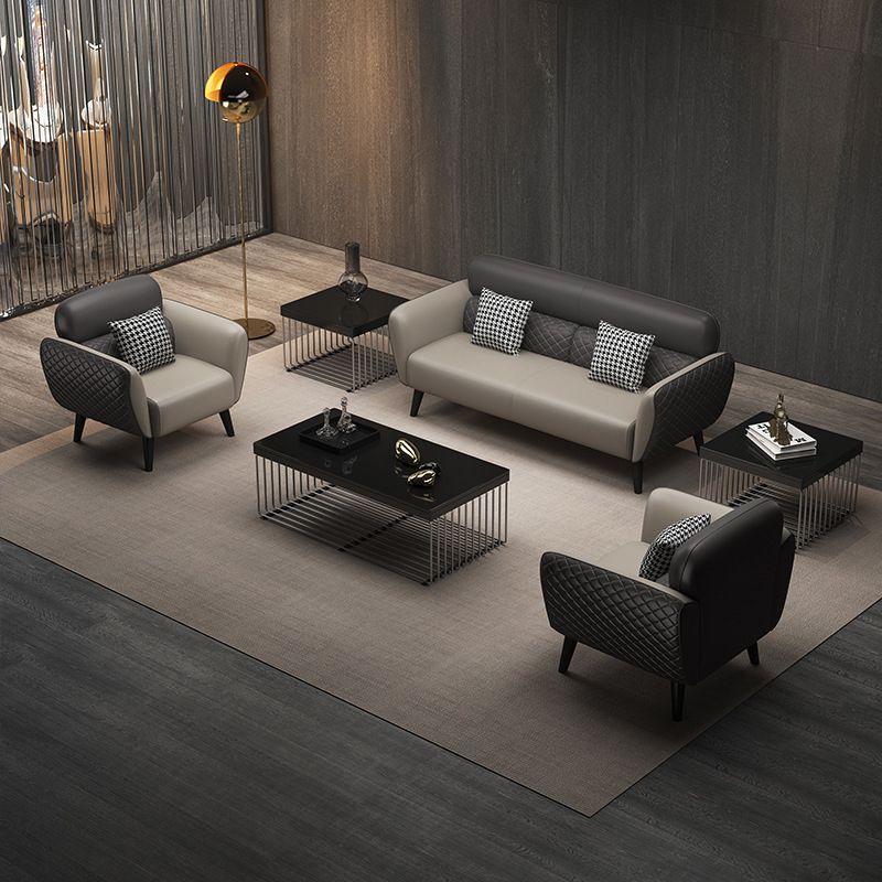 31.49" D x 33.46" H Flared Arm Sofa Faux Leather Sofa for Living Room