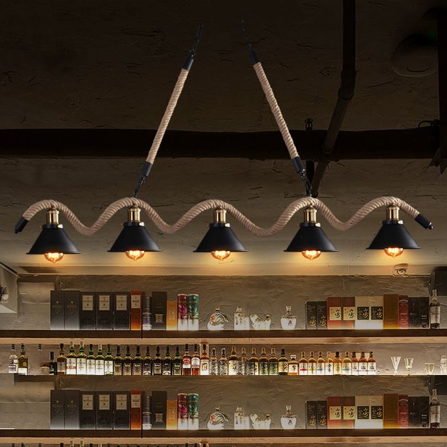 Industrial Hanging Ceiling Light Metal Pendant Lighting Fixtures in Black Finish