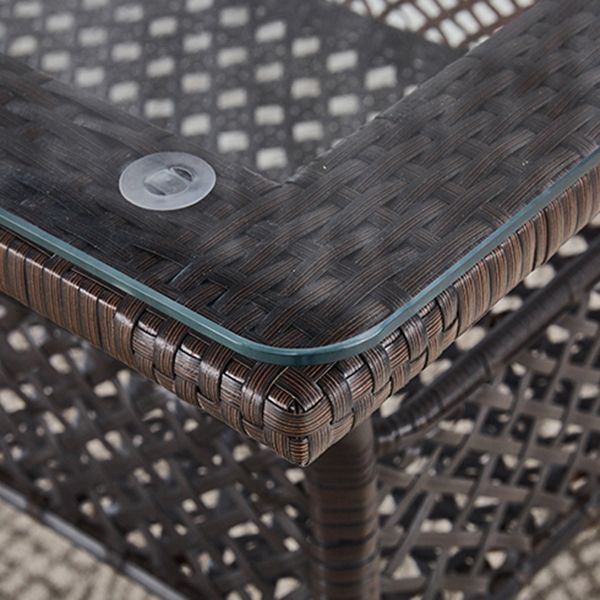 Rattan Contemporary Rectangular Dining Table Glass Top Table for Dining Room