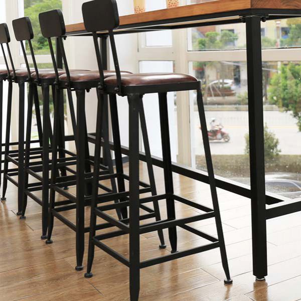Contemporary Armless Bar Stools Solid Wood Barstool with Footrest