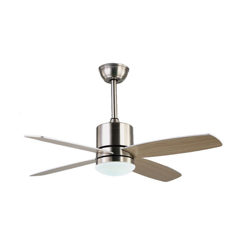 Nickle LED Hangende ventilator Licht Modernistische acrylcirkel 4 Wood Blades Semi Flush Mount Lighting voor woonkamer, 42 "W