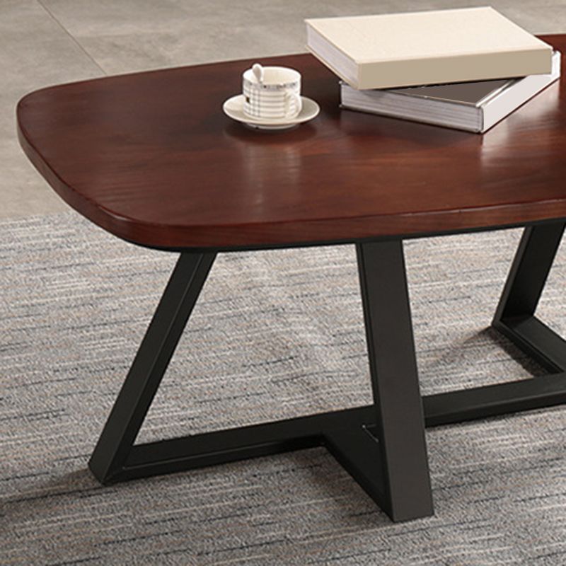 Modern Style 1 Single Coffee Table Pine Wood Brown Cocktail Table