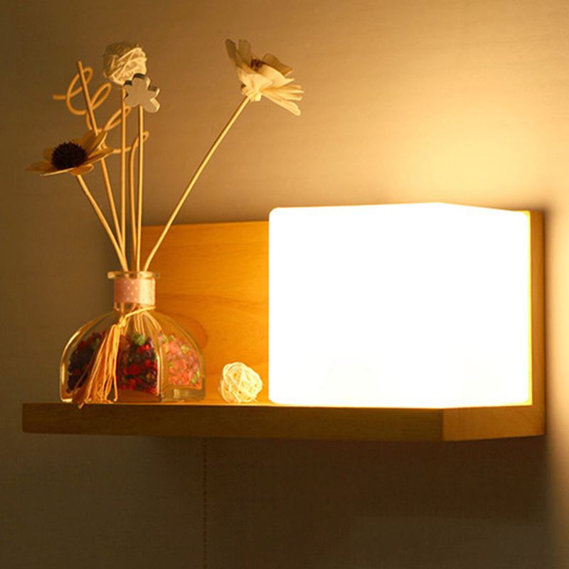 Glass Log Color Wall Lamp in Modern Concise Style Wooden Rectangular Wall Light without Decorations