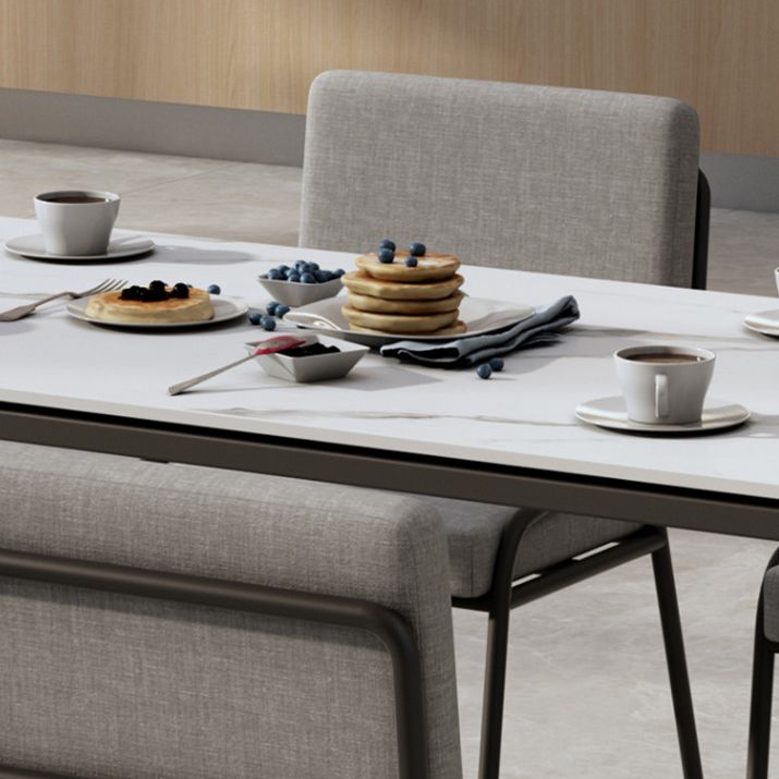Industrial Rectangle Dining Table Sintered Stone Dining Table with Trestle Base for Dining Room