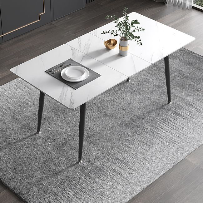 63''L Industrial Sintered Stone Table Extendable Rectangle Dining Table for Kitchen