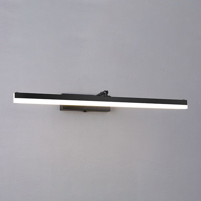 Metal Linear Wall Sconce Modern 1 Light Swing Arm Mirror Wall Mount Light Fixture in Black
