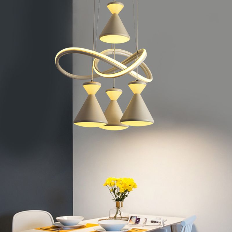 COMENTO DE CORNIMIENTO LED DE 4 LIGRES COCHO CONTemporáneo White Holgar Lighting con reloj acrílico de reloj de arena