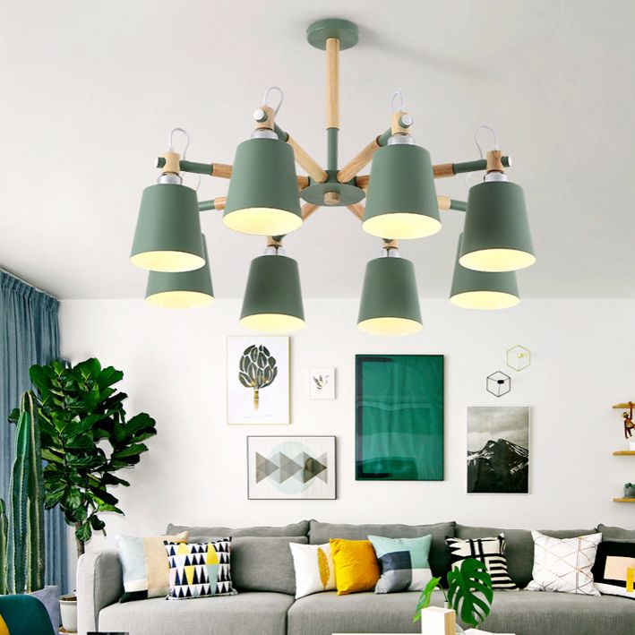 Hölzerne Kegelform Pendelleuchte Leuchte Einfacher Deckenleuchter im Wohnzimmer