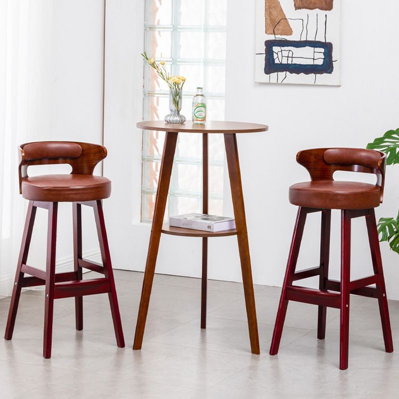 Simple Style Round Bar Table Wood Top Pub Table for Coffee Shop