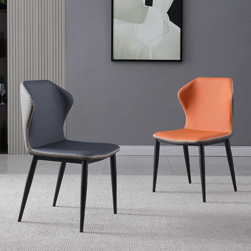 Industrial Metal Dining Room Chairs Armless Wingback Side Chair (Set of 2)