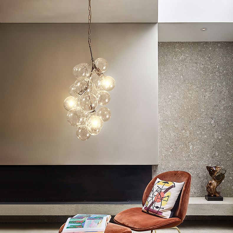 Moderne balhangende plafondlamp helder glas 3/5-licht woonkamer kroonluchter hanger in goud