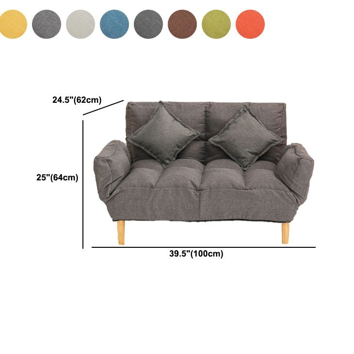Modern Biscuit Back Reclining Square Arm Linen Stationary Sofa
