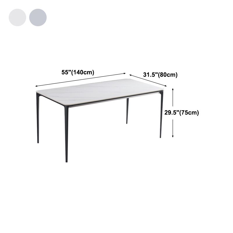 Metal Contemporary Rectangular Dining Table with 4 Legs Sintered Stone Table for Home