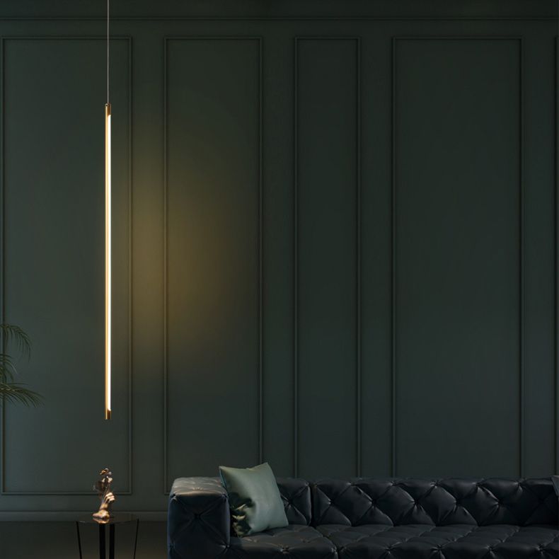 Modern Round Tube LED Pendant Light Long Line Lamps for Bedroom Dinning Room