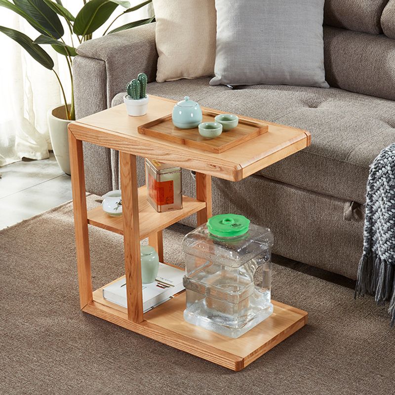 Modern Solid Wood End Table Rectangular Corner Table for Living Room