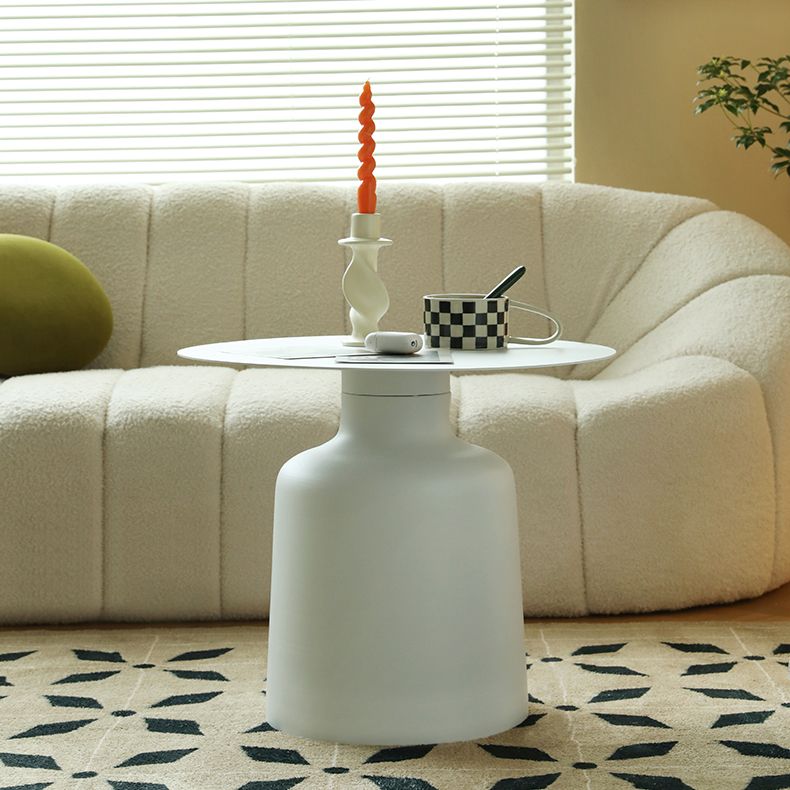 Mid-century Modern Pedestal Cocktail Table Iron Round Top Coffee Table