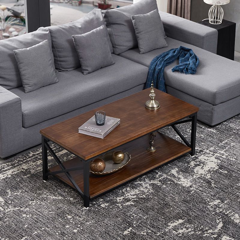 Rectangular Frame Cocktail Table Contemporary Coffee Table with Storage