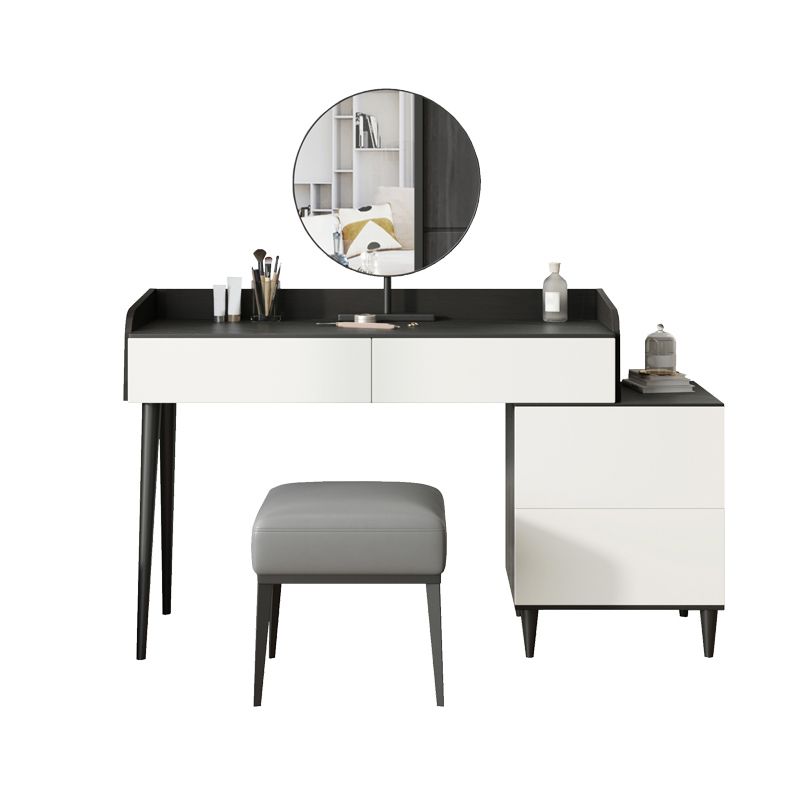 Black Stone Top Vanity Table Set Modern Simple Drawers in Included Makeup Dressing Table