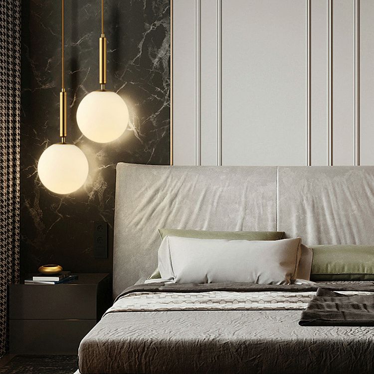 Luz de colgante de techo planeta Postmodern Glass Péndulo de dormitorio de 1 linda