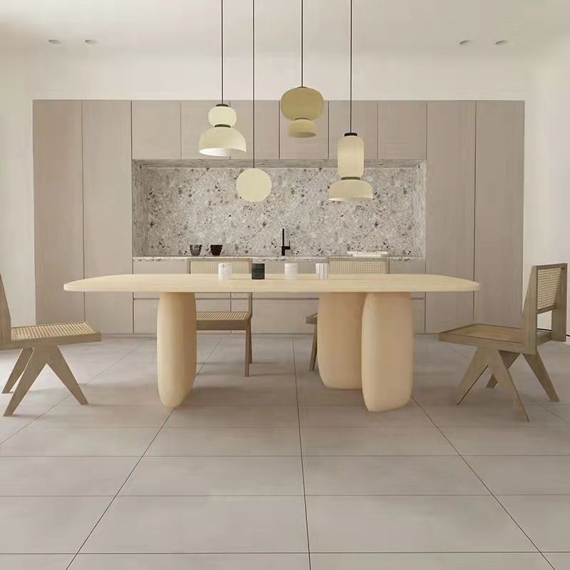 Modern Style Dining Wood Table Dining Rectangle Table with Wooden Legs