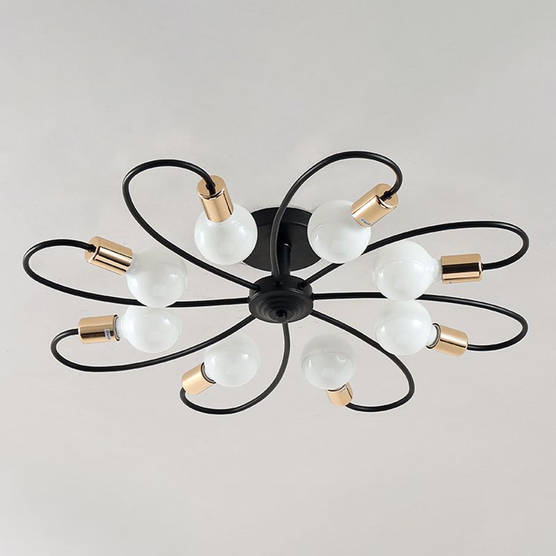 Spherical Opal Glass Flush Mount Ceiling Chandelier Modern Style Multi Lights Flush Mount Lamp