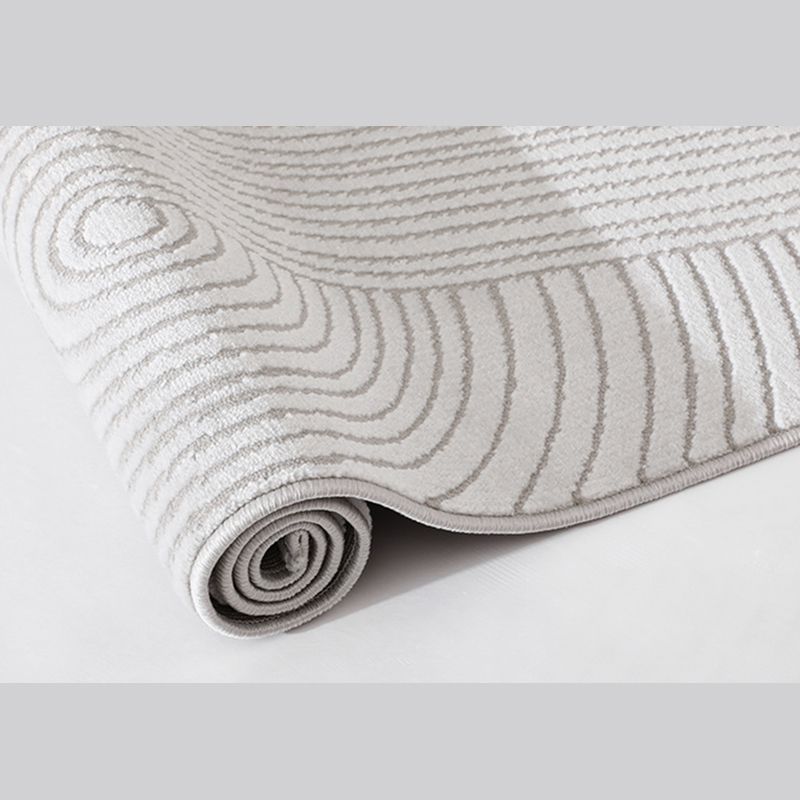 Grey Modern Area Carpet Polyester Stripe Pattern Rug Stain Resistant Area Rug for Home Decoration