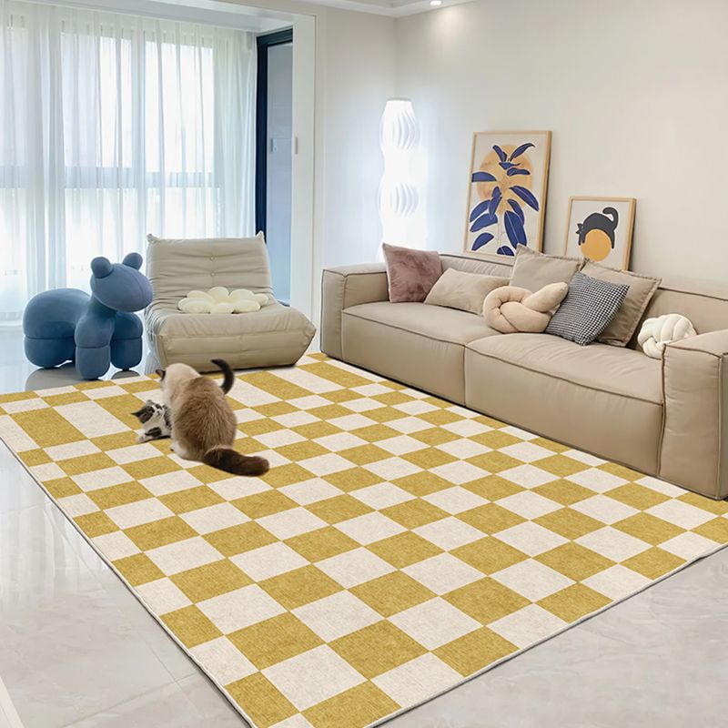 Contemporary Checkered Pattern Carpet Polyester Indoor Rug Pet Friendly Area Rug for Home Decoration